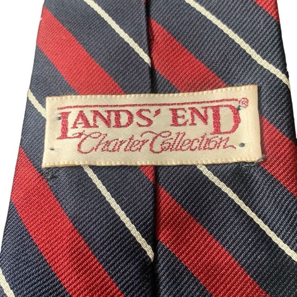 Pre Owned Men’s Lands’ End Charter Collection Tie Neck Tie Necktie All Silk Hand - Picture 3 of 5
